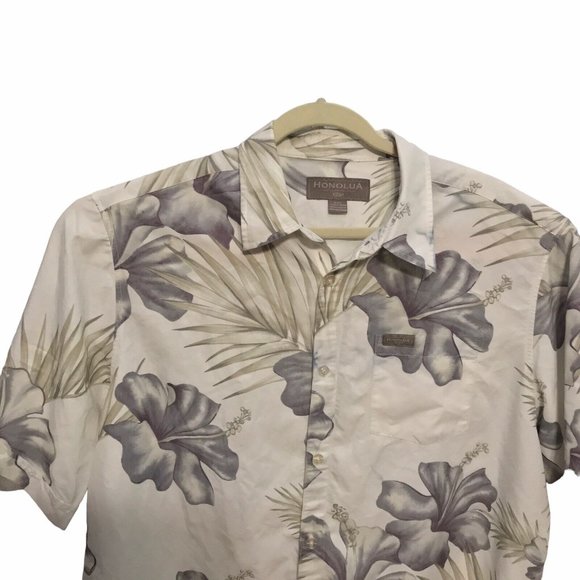 Honolulu Surf Co Mens Hawaiian button up gray Palm leaf floral Shirt sz XXL - Picture 6 of 9